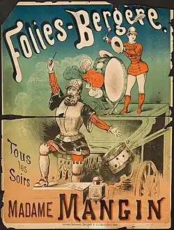 Affiche de Charles Lévy pour la saynète Madame Mangin (1881).