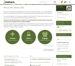 Description de l'image Mahara software dashboard.png.