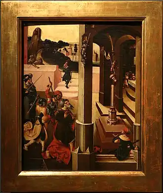 Saint Jude Thaddée forcé d'adorer les idoles, huile sur panneau, vers 1495-1504, Milan, Musée Poldi-Pezzoli.