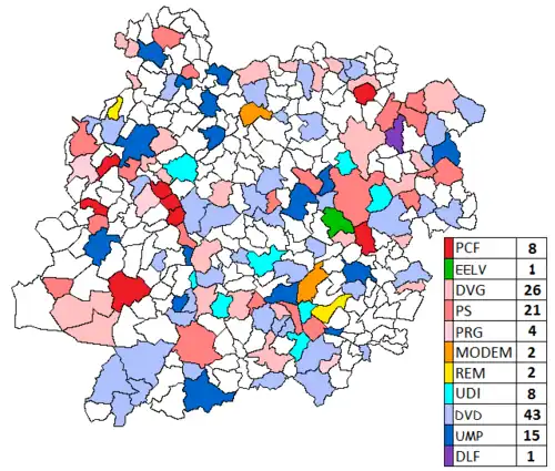 Étiquette des maires des communes de Lot-et-Garonne au 25 juin 2017.
