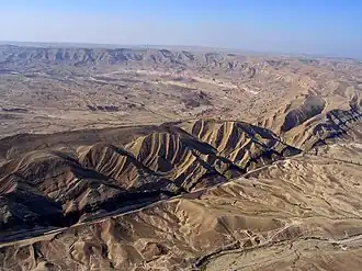Vue aérienne de l'extrémité est du HaMakhtesh HaGadol.