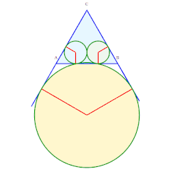 6, 7, 8. Rayons 
  
    
      
        (
        3
        
          
            3
          
        
        +
        5
        )
        
          /
        
        12
        ,
        (
        
          
            3
          
        
        −
        1
        )
        
          /
        
        4
      
    
    {\displaystyle (3{\sqrt {3}}+5)/12,({\sqrt {3}}-1)/4}