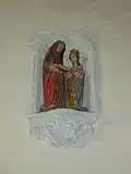 Le groupe sculpté "l'éducation de la Vierge".