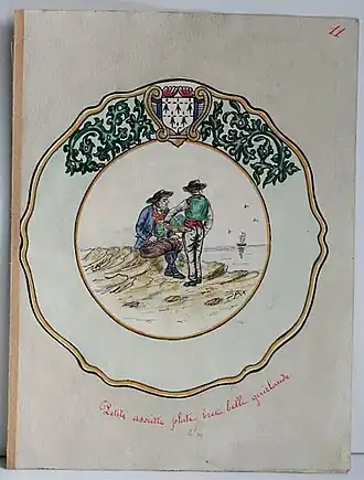 Dessin de modèle d'assiette, Beatrix Pouplard, fin XIXe&nbsp;siècle.