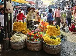 Marché aux fleurs à Calcutta.