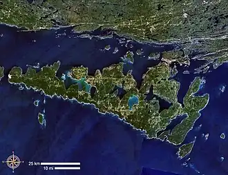 Vue satellite de l'île Manitoulin.