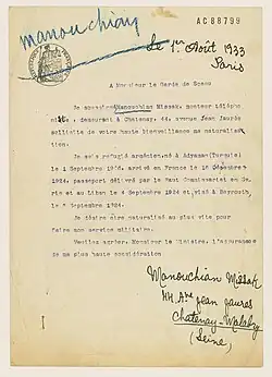 Copie numérisée d'un document écrit.