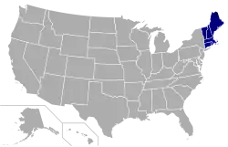 Carte des États-Unis représentant les États concernés par cette ligue