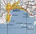 Localisation de l'île dans la baie de Bakou