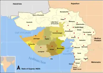 Localisation de District de Jamnagarજામનગર જિલ્લો