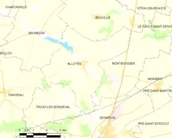 Carte de la commune d'Alluyes.