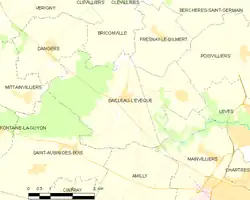 Carte de la  commune de Bailleau-l'Évêque.