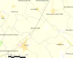 Carte de la commune de Beauvilliers.