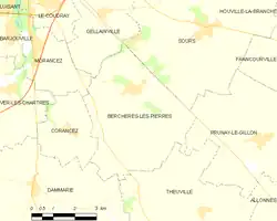 Carte de la commune de Berchères-les-Pierres.