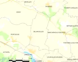 Carte de la commune de Billancelles.