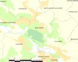 Carte de la commune de Bréchamps.