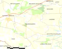 Carte de la commune de Charbonnières.