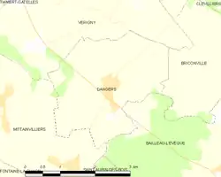 Carte de la commune de Dangers.