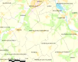 Carte de la commune de Marville-Moutiers-Brûlé.