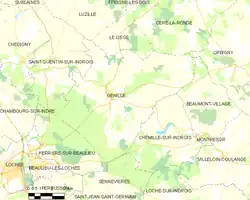 Vue d'une carte dessinant des limites territoriales communales