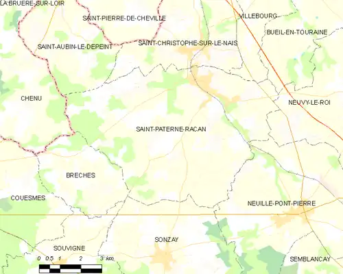 Carte représentant le territoire de communes limitrophes