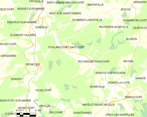 Carte représentant les limites territoriales d'une commune.