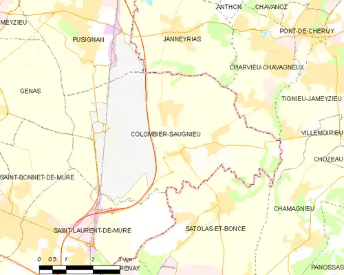 Carte des communes limitrophes