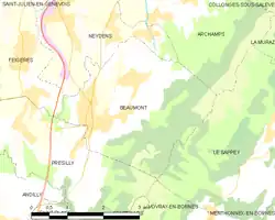 Beaumont et les communes voisines.