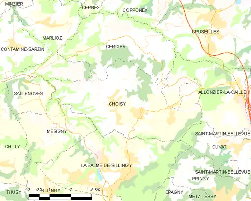 Carte des communes limitrophes
