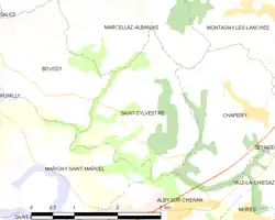 Carte montrant Saint-Sylvestre et des communes voisines.