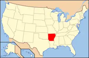 Carte montrant l'Arkansas
