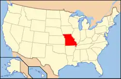 Carte montrant l'État du Missouri