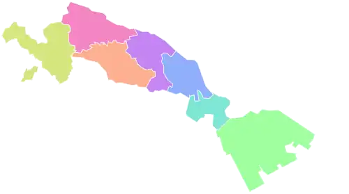 Carte des arrondissements de Kawasaki.
