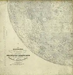 Dessin très détaillé d'un quart bas gauche de la Lune.