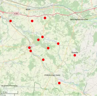 Carte en couleurs représentant l'emplacement des combats entre des résistants et des soldats.