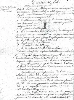 Le château et les terres du Margas, ainsi que des terres dépendant de La Frappinière de Cossé d'Anjou (Vihiers et Melay) .