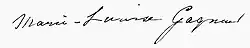 signature de Marie-Louise Gagneur