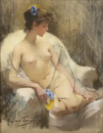 Nu assis dans un fauteuil, pastel sur toile, 1891.