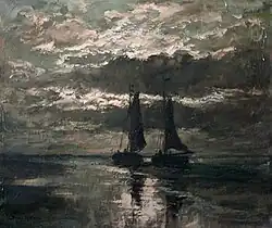 Marine au coucher du jourHuile sur toile1965
