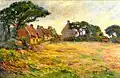 Le village de Kerlagat, Doëlan, huile sur toile signée en bas à droite (55 x 38&nbsp;cm).