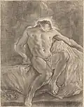 Le Corps mort du Christ, gravure originale de Martial Desbois.