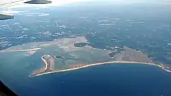 Vue d'avion de la baie de Plymouth.