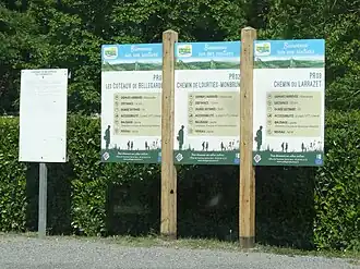 Panneaux d'informations sur les sentiers au départ de Masseube.