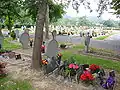Le nouveau cimetière avec ses stèles discoidales.