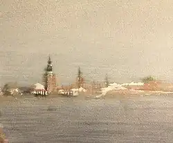 Venise dans la brume, aquarelle.