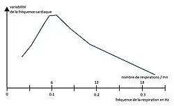 Courbe montrant comment varie la VFC en fonction du rythme respiratoire.