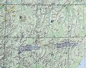 Section de carte de la chaîne de Maïmandjine.