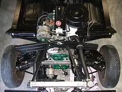 Ensemble moteur-boîte-train avant (modèle GTL) vue de dessus.