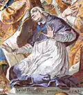 Détail de la fresque de saint Conrad de la chapelle du château de Meersburg&nbsp;(de) représentant le cardinal (par Götz, 1741)