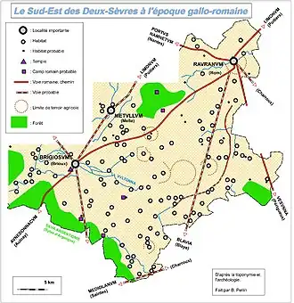 Mellois, Sud-Est des Deux-Sèvres, époque gallo-romaine d'après la toponymie et l'archéologie.